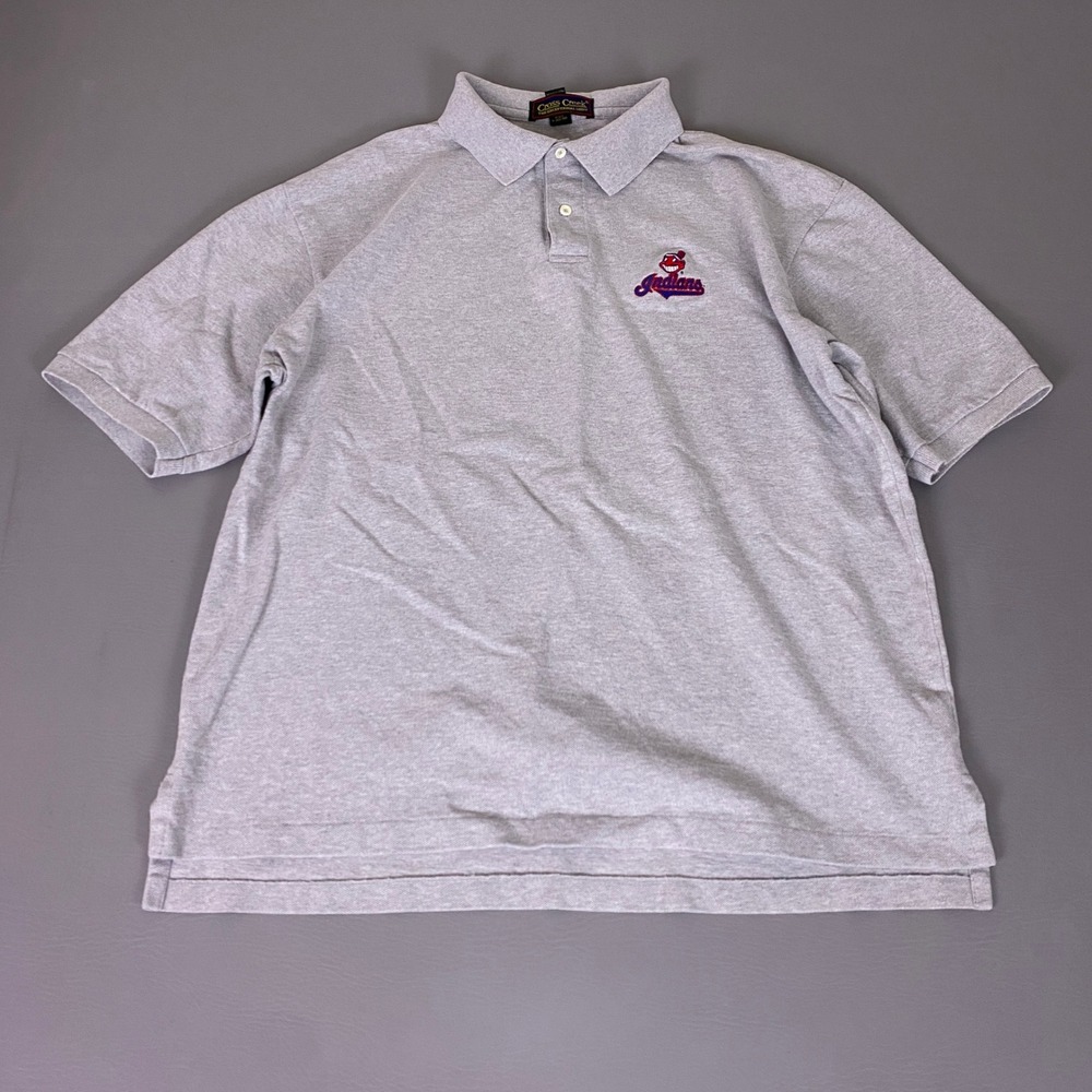Vintage Cleveland Indians MLB Polo Shirt Gray Men's XL‎ Chief Wahoo Cross Creek